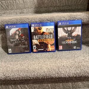 PS4 Video Game Collection - Blue Cases